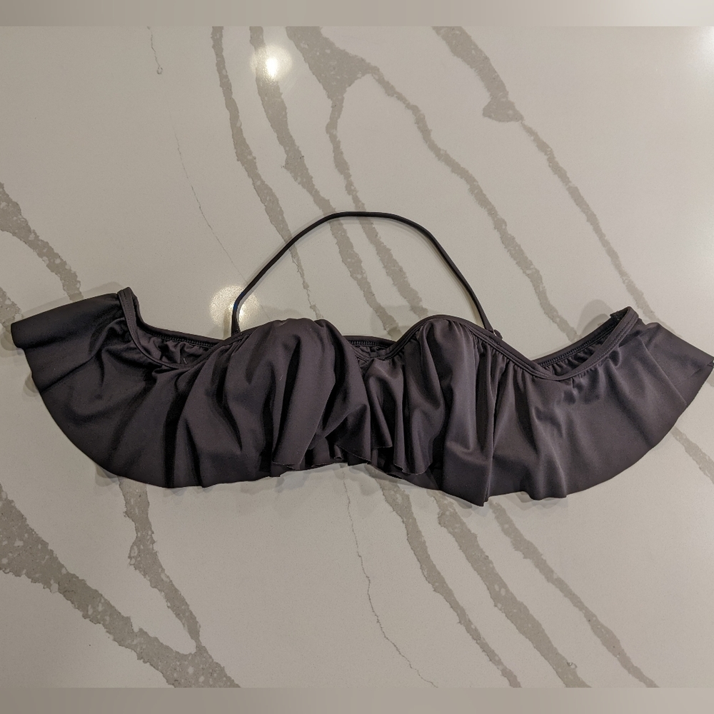 UO Bardot Ruffled Bathing Suit Top - Picture 1 of 5